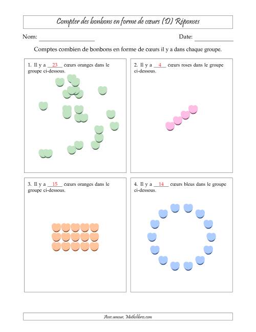 Compter des bonbons en forme de cœurs en dispositions variées (Version Difficile) (D) page 2