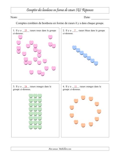 Compter des bonbons en forme de cœurs en dispositions variées (Version Difficile) (G) page 2