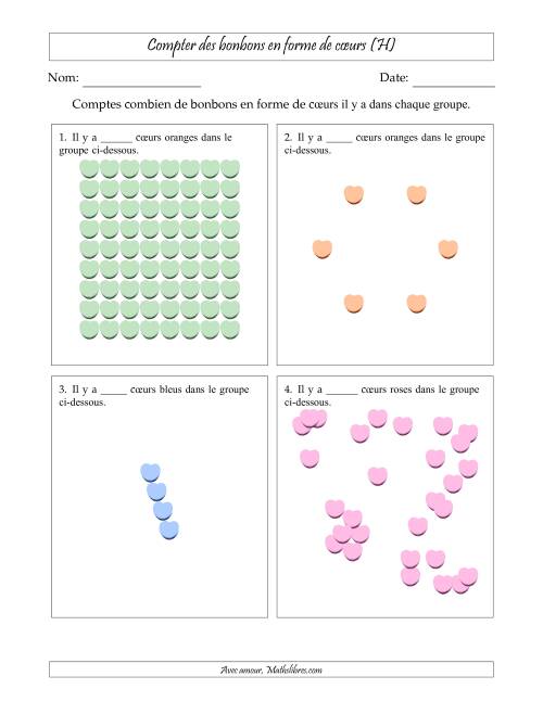 Compter des bonbons en forme de cœurs en dispositions variées (Version Difficile) (H)