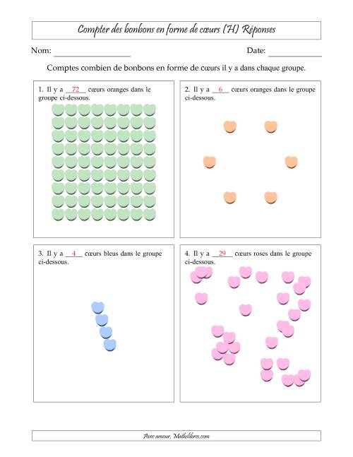 Compter des bonbons en forme de cœurs en dispositions variées (Version Difficile) (H) page 2