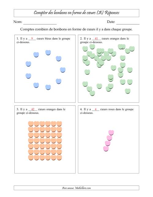 Compter des bonbons en forme de cœurs en dispositions variées (Version Difficile) (Tout) page 2