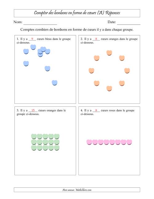 Compter des bonbons en forme de cœurs en dispositions variées (Version Facile) (A) page 2