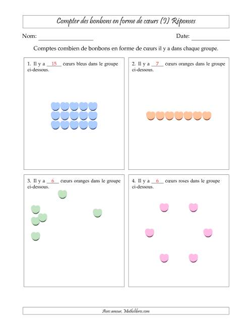 Compter des bonbons en forme de cœurs en dispositions variées (Version Facile) (I) page 2