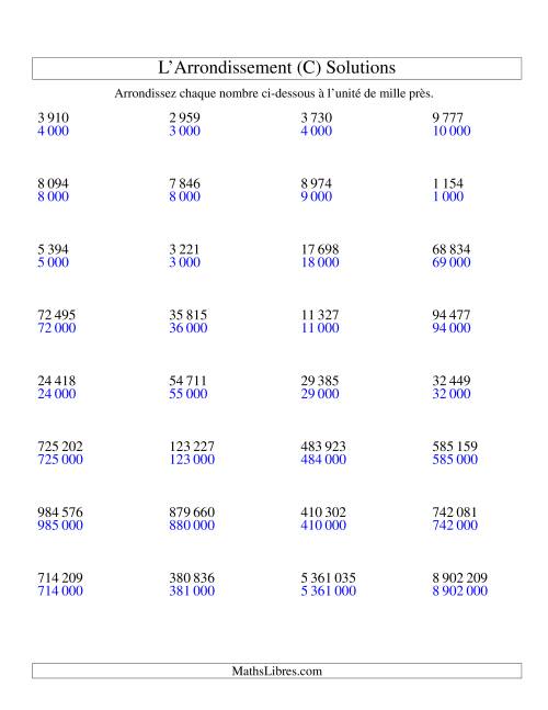 Arrondir un nombre au 1 000 près (version SI) (C) page 2