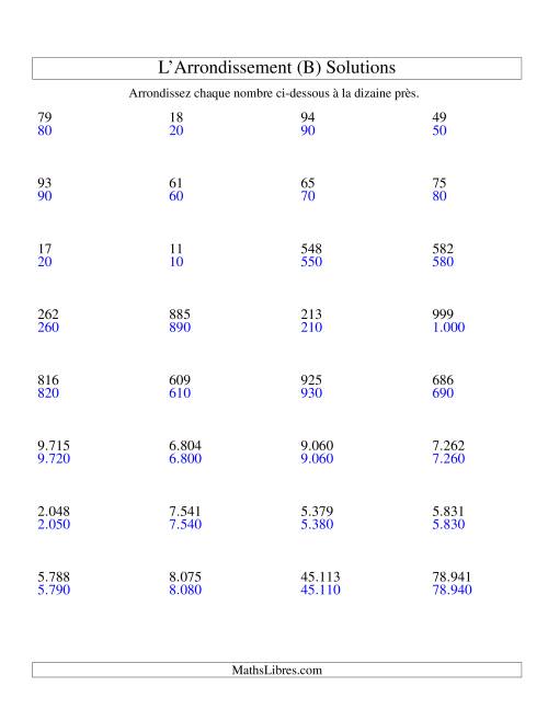Arrondir un nombre au 10 près (version EU) (B) page 2