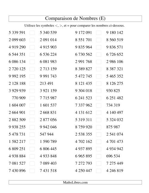 Comparaisons des chiffres jusqu'à 10 000 000 rapprochés (version SI) (E)