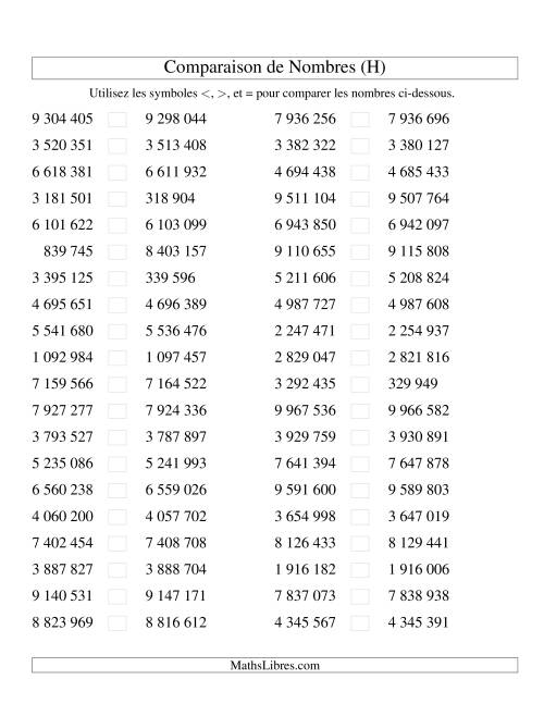 Comparaisons des chiffres jusqu'à 10 000 000 rapprochés (version SI) (H)