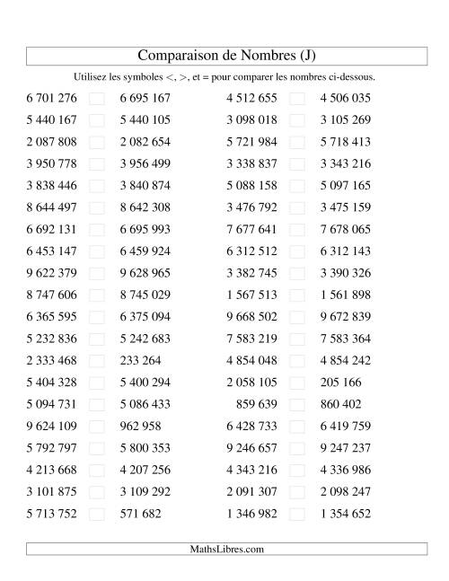 Comparaisons des chiffres jusqu'à 10 000 000 rapprochés (version SI) (J)