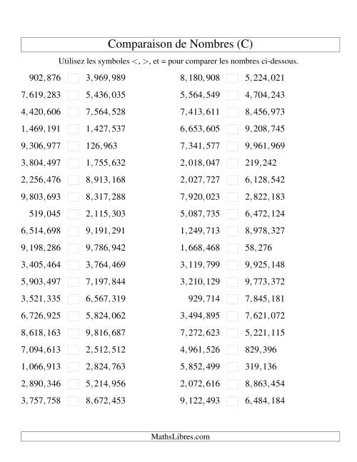 Comparaisons des chiffres jusqu'à 10,000,000 (version US) (C)