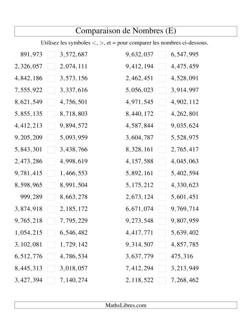 Comparaisons des chiffres jusqu'à 10,000,000 (version US) (E)