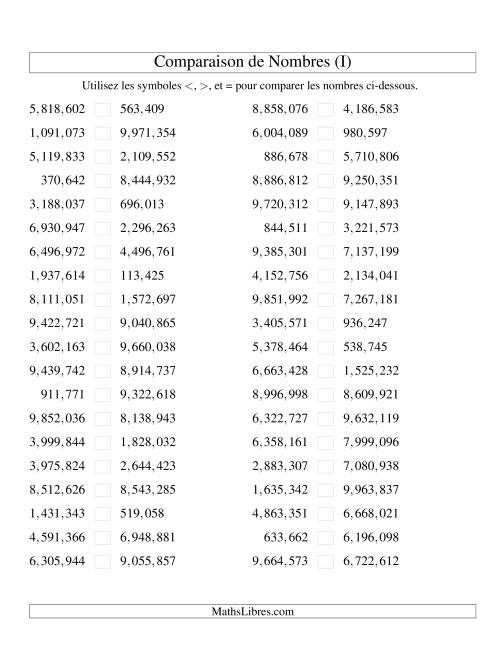 Comparaisons des chiffres jusqu'à 10,000,000 (version US) (I)