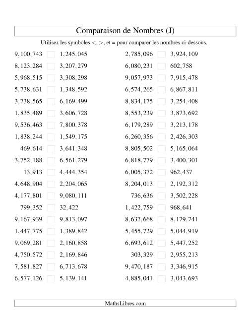 Comparaisons des chiffres jusqu'à 10,000,000 (version US) (J)