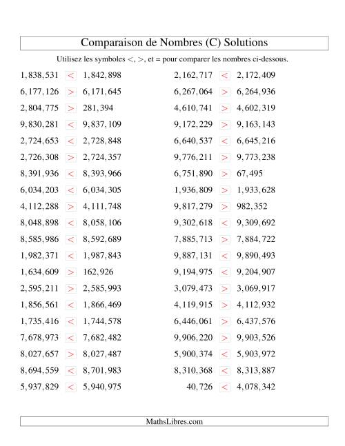 Comparaisons des chiffres jusqu'à 10,000,000 rapprochés (version US) (C) page 2