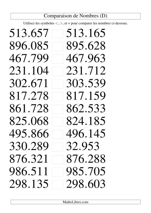 Comparaisons des chiffres jusqu'à 1.000.000 rapprochés (version EU) (D)