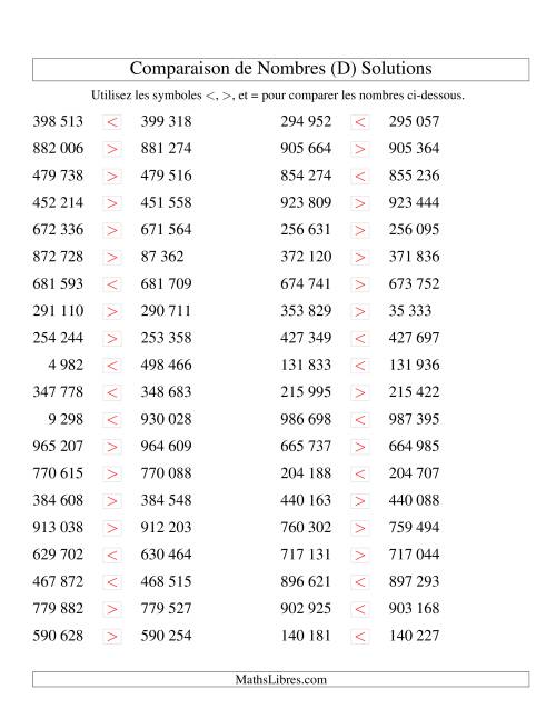 Comparaisons des chiffres jusqu'à 1 000 000 rapprochés (version SI) (D) page 2