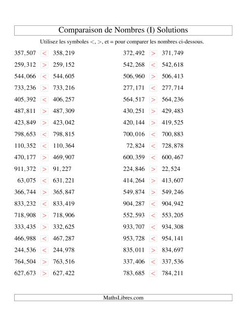 Comparaisons des chiffres jusqu'à 1,000,000 rapprochés (version US) (I) page 2