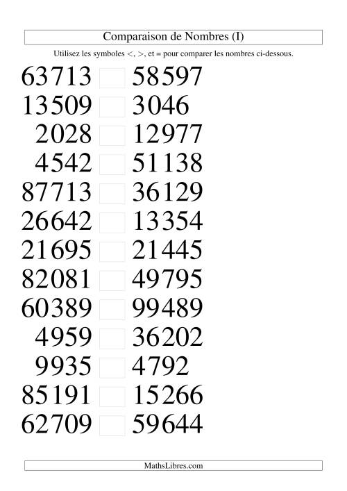 Comparaisons des chiffres jusqu'à 100 000 (version SI) (I)