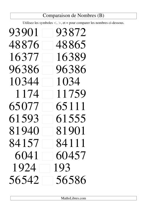Comparaisons des chiffres jusqu'à 100 000 rapprochés (version SI) (B)