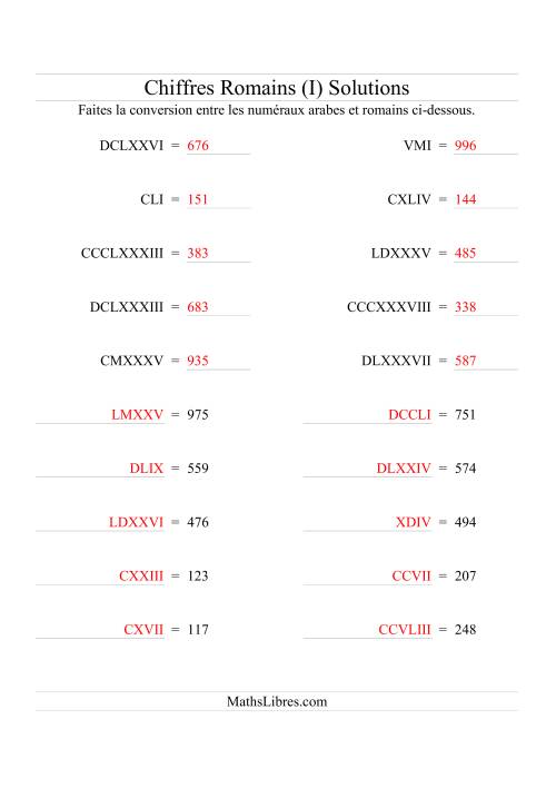 Conversion de chiffres romains jusqu'à 1000 (format compact) (I) page 2