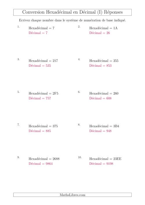 Conversion de Nombres Hexadécimaux en Nombres Décimaux (I) page 2