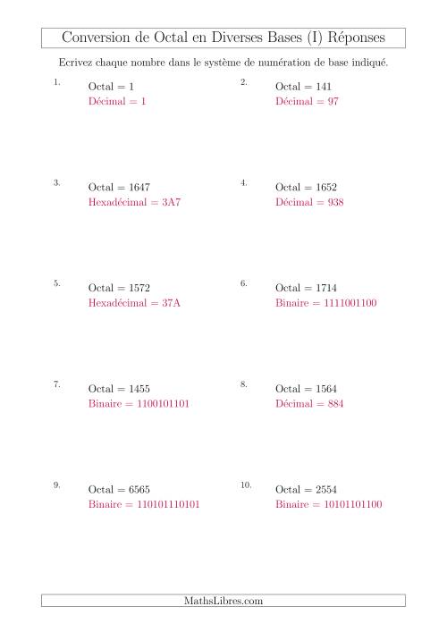 Conversion de Nombres Octaux en Divers Systèmes de Numération de Base (I) page 2