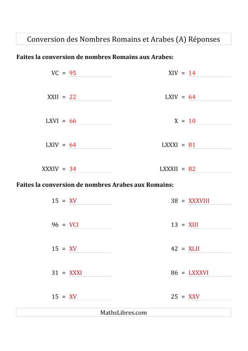 Conversion des Nombres Romains et Arabes Jusqu'à C (Format Compact) (A) page 2
