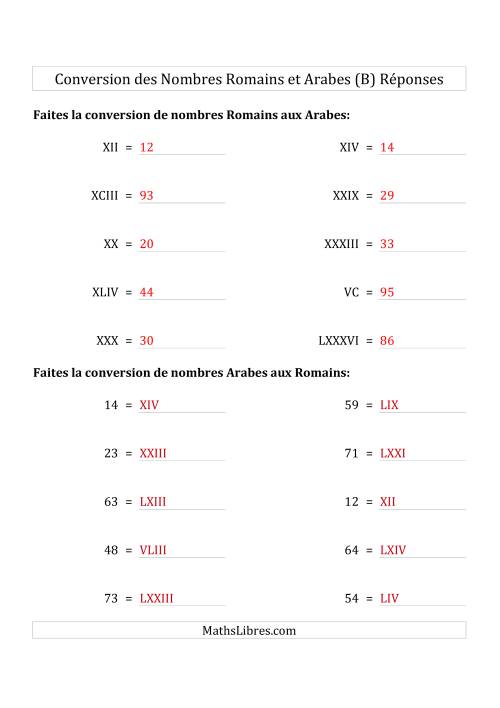 Conversion des Nombres Romains et Arabes Jusqu'à C (Format Compact) (B) page 2