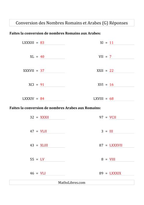 Conversion des Nombres Romains et Arabes Jusqu'à C (Format Compact) (G) page 2