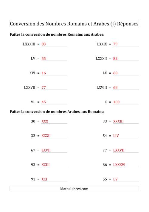 Conversion des Nombres Romains et Arabes Jusqu'à C (Format Compact) (J) page 2