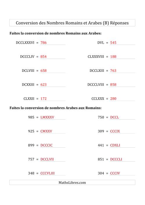 Conversion des Nombres Romains et Arabes Jusqu'à M (Format Compact) (B) page 2