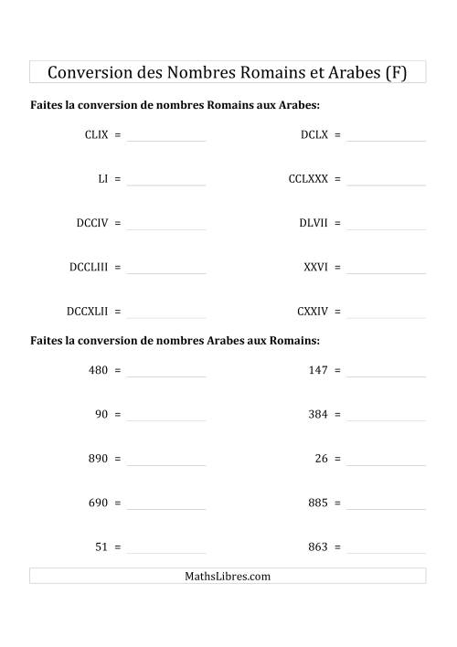 Conversion des Nombres Romains et Arabes Jusqu'à M (Format Compact) (F)