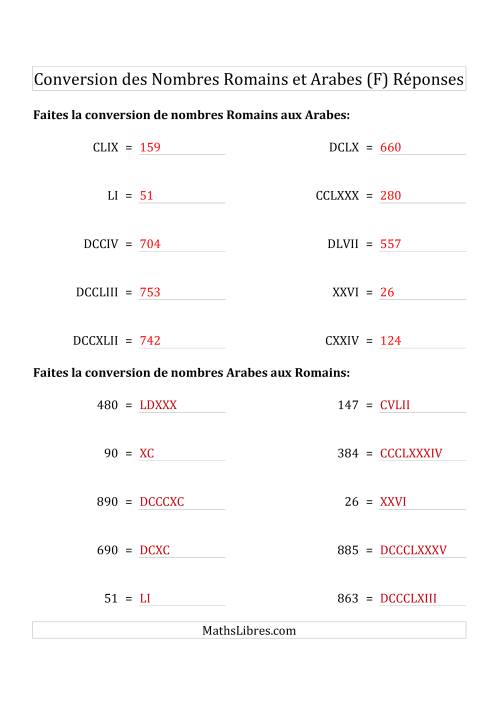 Conversion des Nombres Romains et Arabes Jusqu'à M (Format Compact) (F) page 2