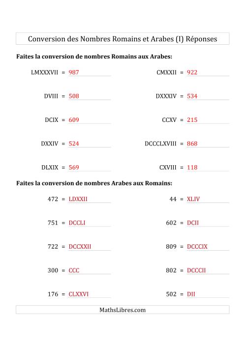 Conversion des Nombres Romains et Arabes Jusqu'à M (Format Compact) (I) page 2