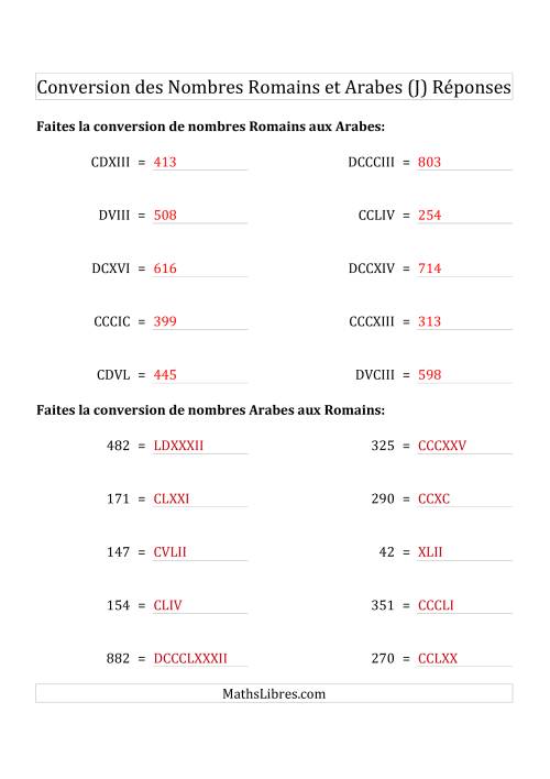 Conversion des Nombres Romains et Arabes Jusqu'à M (Format Compact) (J) page 2