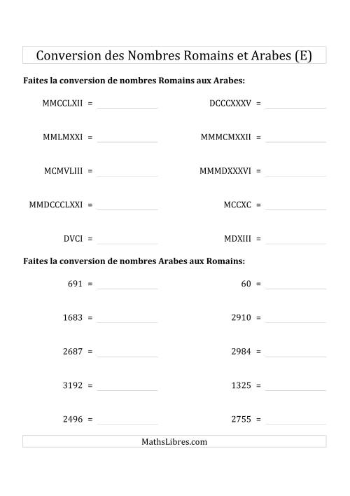 Conversion des Nombres Romains et Arabes Jusqu'à MMMCMXCIX (Format Compact) (E)