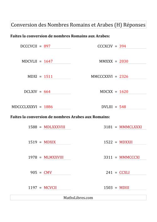 Conversion des Nombres Romains et Arabes Jusqu'à MMMCMXCIX (Format Compact) (H) page 2