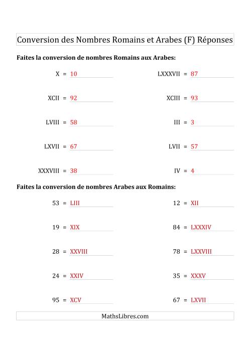 Conversion des Nombres Romains et Arabes Jusqu'à C (Format Standard) (F) page 2