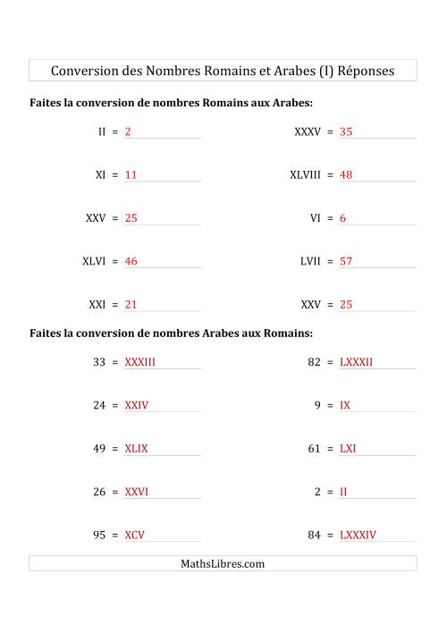 Conversion des Nombres Romains et Arabes Jusqu'à C (Format Standard) (I) page 2