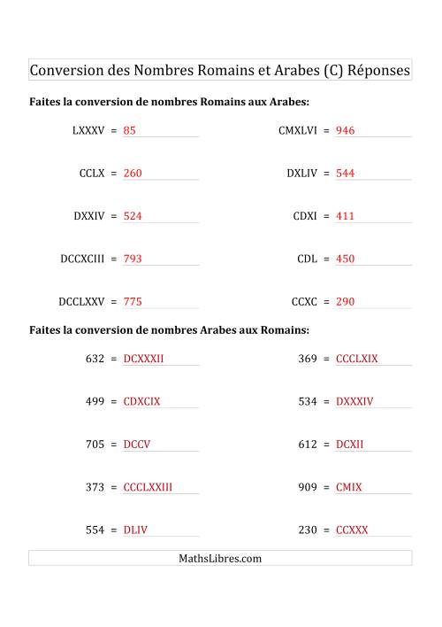 Conversion des Nombres Romains et Arabes Jusqu'à M (Format Standard) (C) page 2