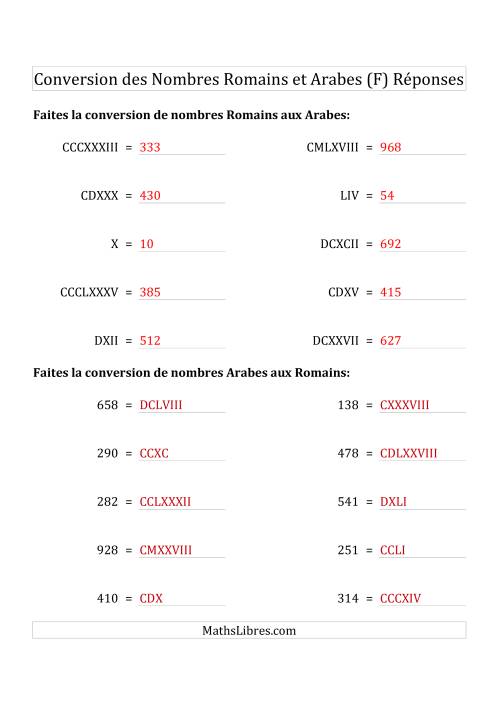 Conversion des Nombres Romains et Arabes Jusqu'à M (Format Standard) (F) page 2
