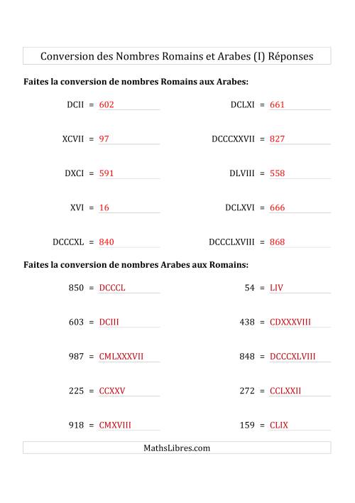 Conversion des Nombres Romains et Arabes Jusqu'à M (Format Standard) (I) page 2