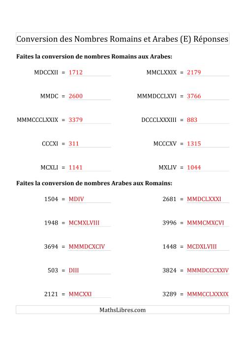 Conversion des Nombres Romains et Arabes Jusqu'à MMMCMXCIX (Format Standard) (E) page 2