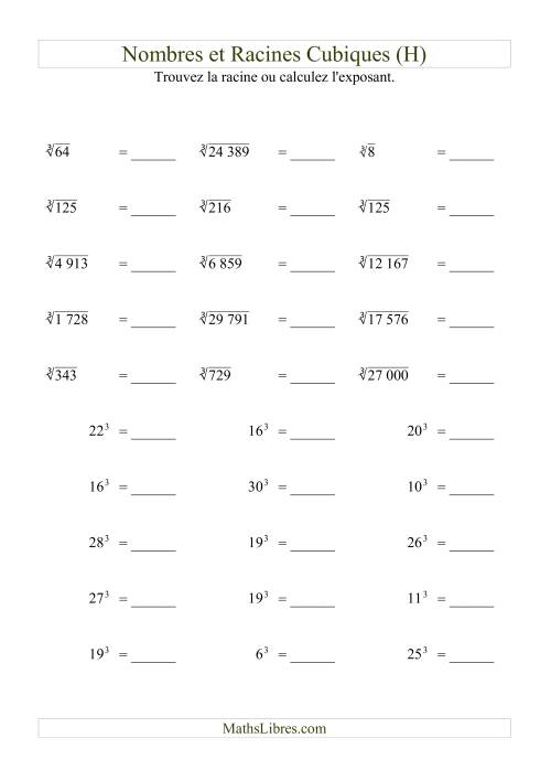 Nombres et racines cubiques (H)