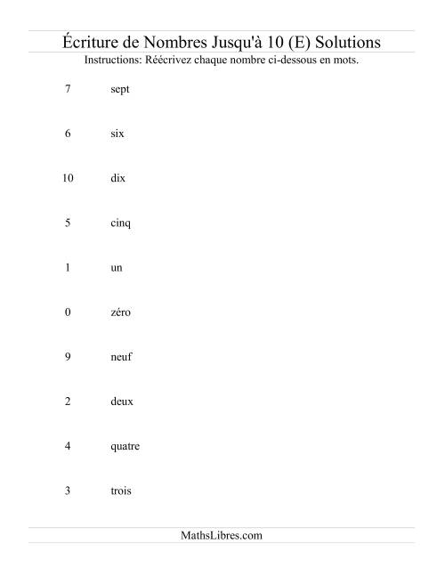 Nombres écrits jusqu'à 10 (E) page 2