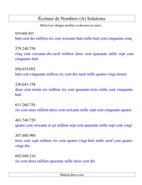 Nombres écrits -- 9-chiffres (version EU) (A) page 2