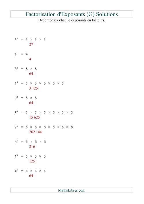 Décomposition de nombres en facteurs premiers (base 1 à 9; exposant 1 à 6) (G) page 2