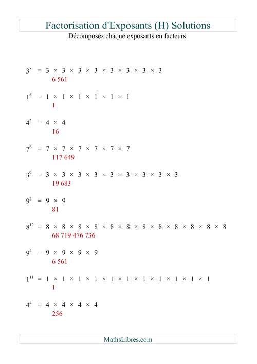 Décomposition de nombres en facteurs premiers (base 1 à 9; exposant 1 à 12) (H) page 2