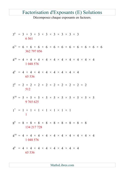 Décomposition de nombres en facteurs premiers (base 1 à 9; exposant 7 à 12) (E) page 2