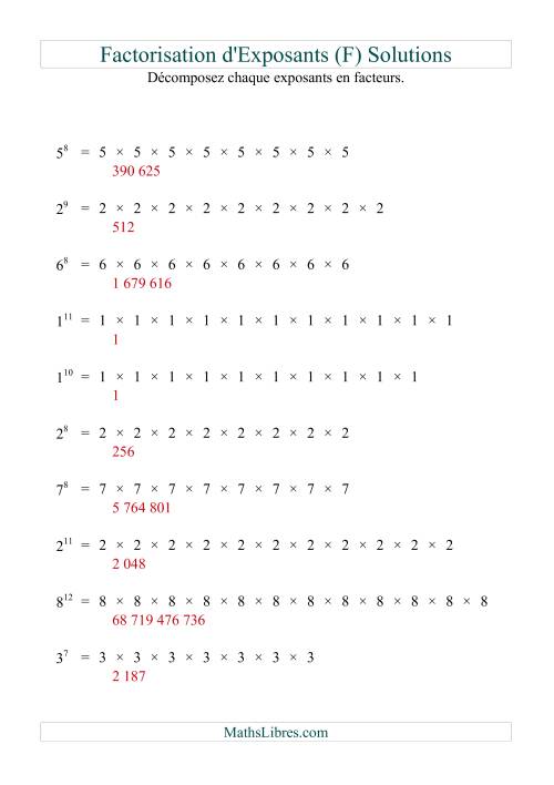 Décomposition de nombres en facteurs premiers (base 1 à 9; exposant 7 à 12) (F) page 2