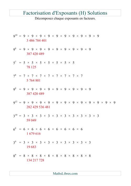 Décomposition de nombres en facteurs premiers (base 1 à 9; exposant 7 à 12) (H) page 2